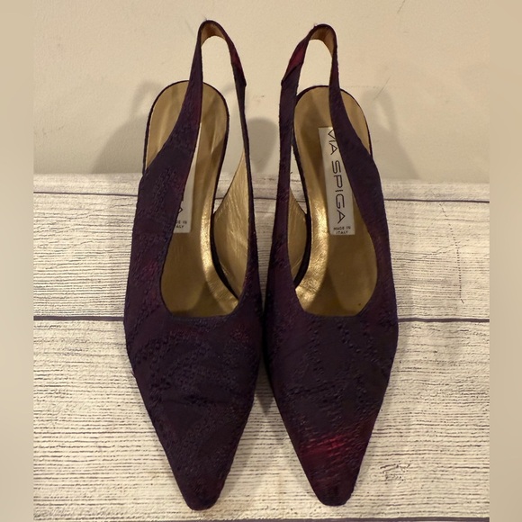 Via Spiga Slingback Heels deep plum/purple size 8.5 - Picture 3 of 13